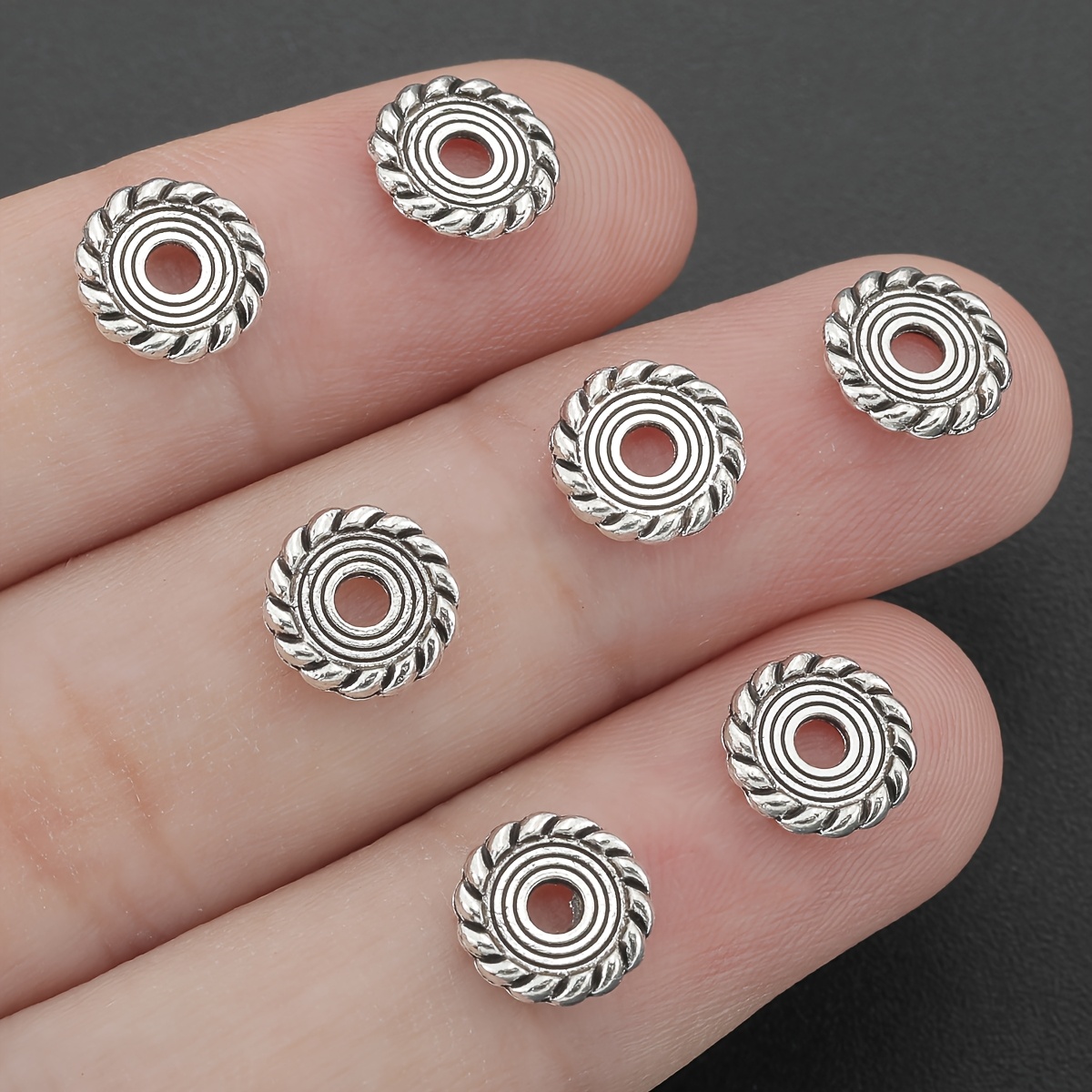 50pcs Spiral Pattern Alloy Spacer Beads for DIY Jewellery